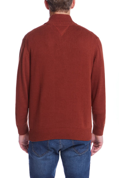 Weatherproof Vintage Textured Quarter Zip Sweater for Men in Roasted Russet 