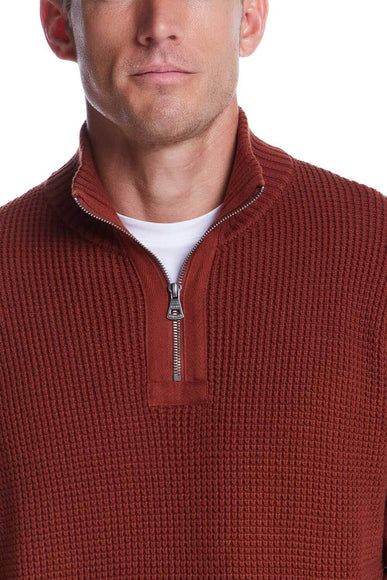 Weatherproof Vintage Textured Quarter Zip Sweater for Men in Roasted Russet 