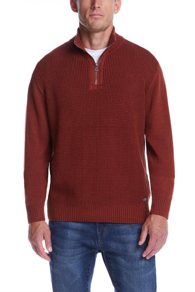 Weatherproof Vintage Textured Quarter Zip Sweater for Men in Roasted Russet 