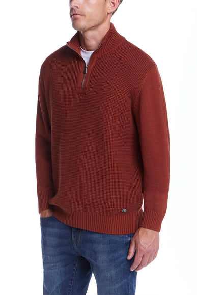 Weatherproof Vintage Textured Quarter Zip Sweater for Men in Roasted Russet 