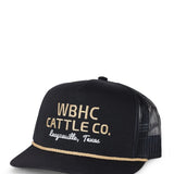 Whiskey Bent Gold Rope Trucker Hat for Men in Black