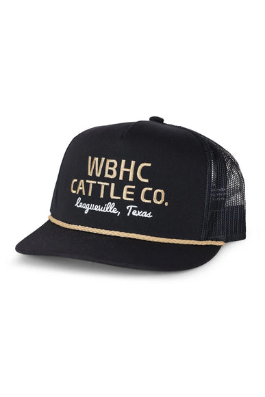 Whiskey Bent Gold Rope Trucker Hat for Men in Black