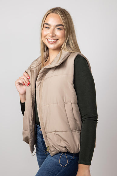 Blu Pepper Puffer Vest for Women in Mocha