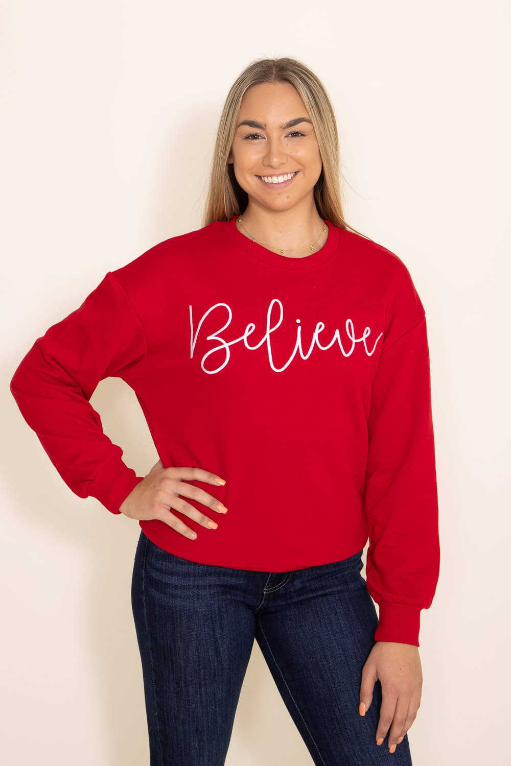 Embroidered fleece sweatshirt