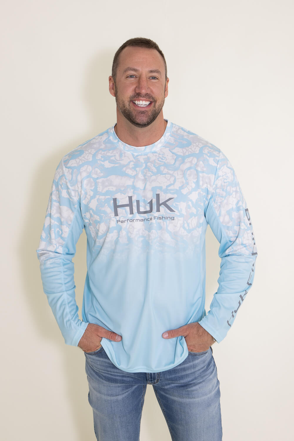 HUK Men's Teaser Long Sleeve Fishing Button Down Shirt +UPF
