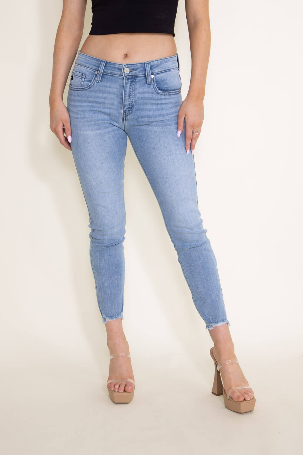 KanCan High Rise Frayed Hem Skinny Jeans for Women