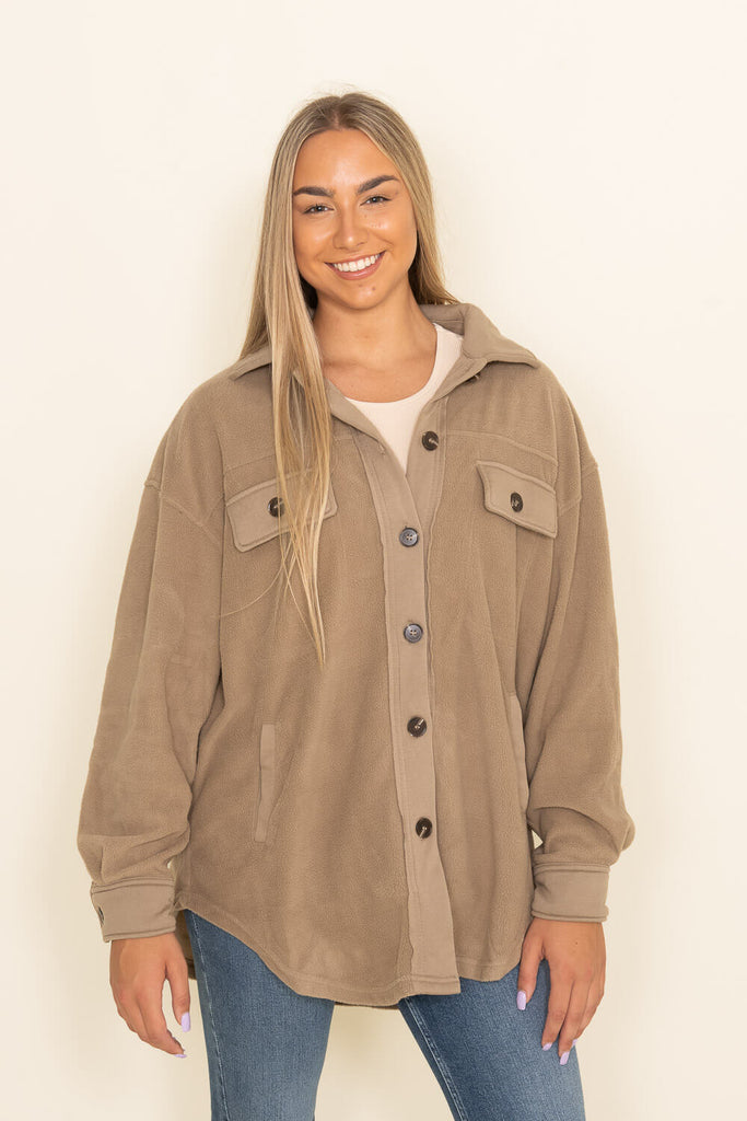 Taupe Pocket Zip-Front Military Jacket - Women, Best Price and Reviews