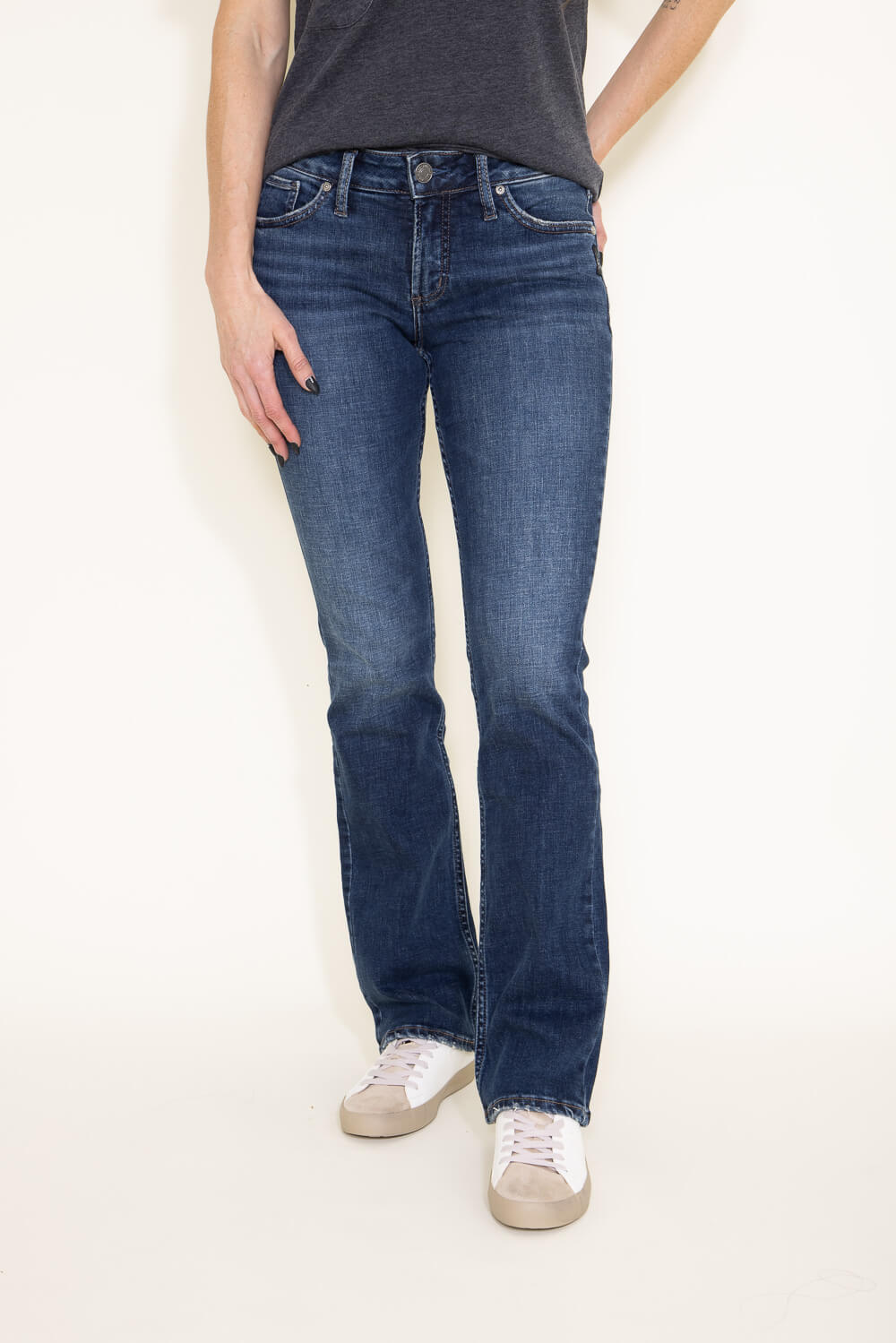 Bootcut Jeans With Embroidery Designs On Back Pocket For Women