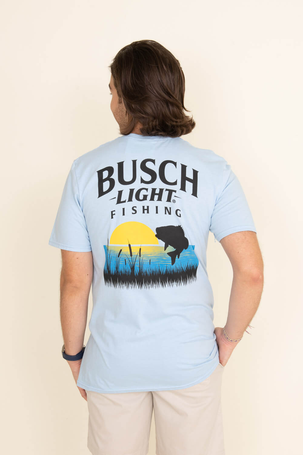 Brew City Beer Gear, Inc. Brew City Apparel Busch Light Bass Fishing T-Shirt for Men in Baby Blue at Glik's , XXL