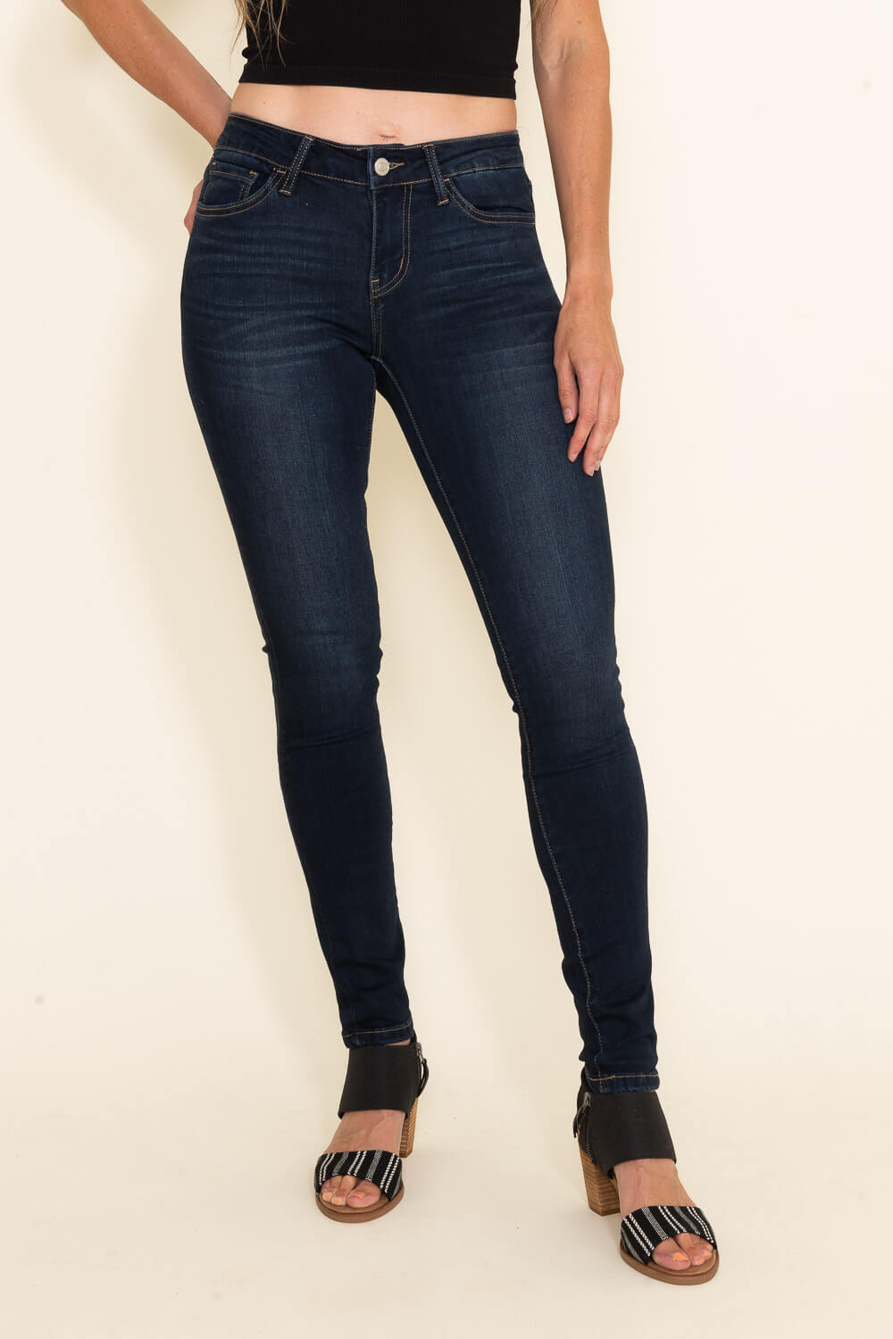 Buy Dark Blue Pleated Skinny Fit Jeans For Women Online | Tistabene -  Tistabene