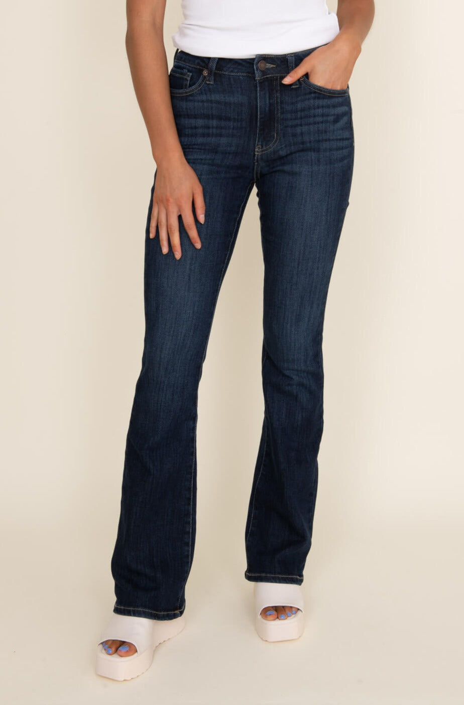 Shop Elle Women Blue Washed Boot Cut Jeans | ICONIC INDIA – Iconic India