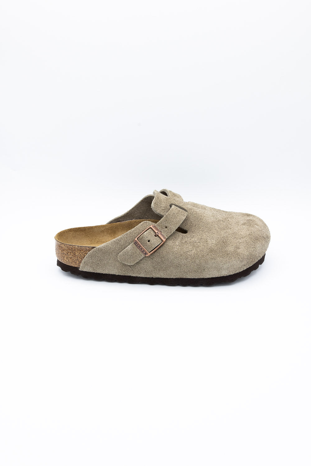 Birkenstock Boston Soft Footbed Suede Leather Clogs for Women in Taupe