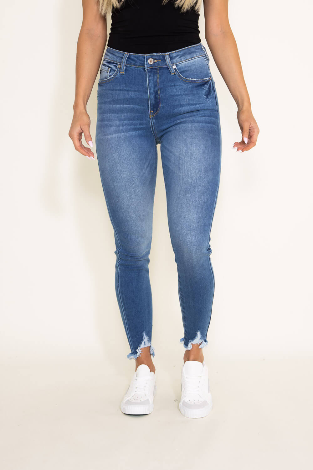 KanCan High Rise Frayed Hem Skinny Jeans for Women