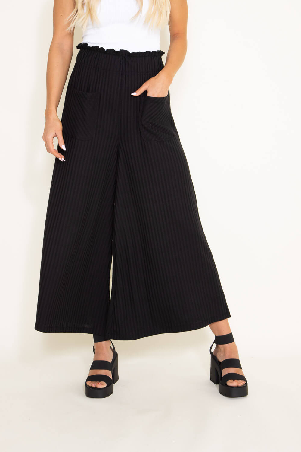 Women's Stretchy High Waisted Wide Leg Button-Down Pants Sailor Bell Flare Pants  Black at Amazon Women's Clothing store