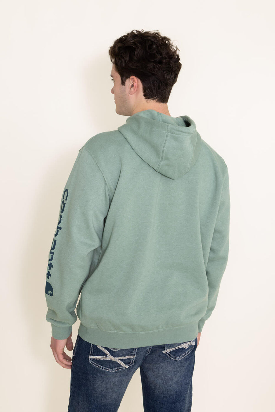 Carhartt Logo Sleeve Graphic Hoodie for Men in Green K288 GA0