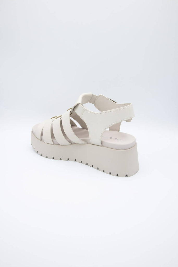 Soda Pullout Fisherman Lug Sandals for Women in Bone Off White