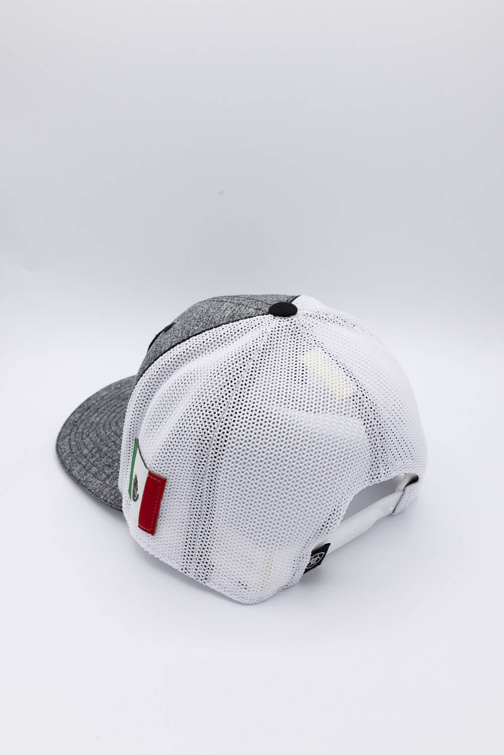 Ariat Heather Grey with Black Embroidered Logo with White Mesh Snap Back Cap, One Size