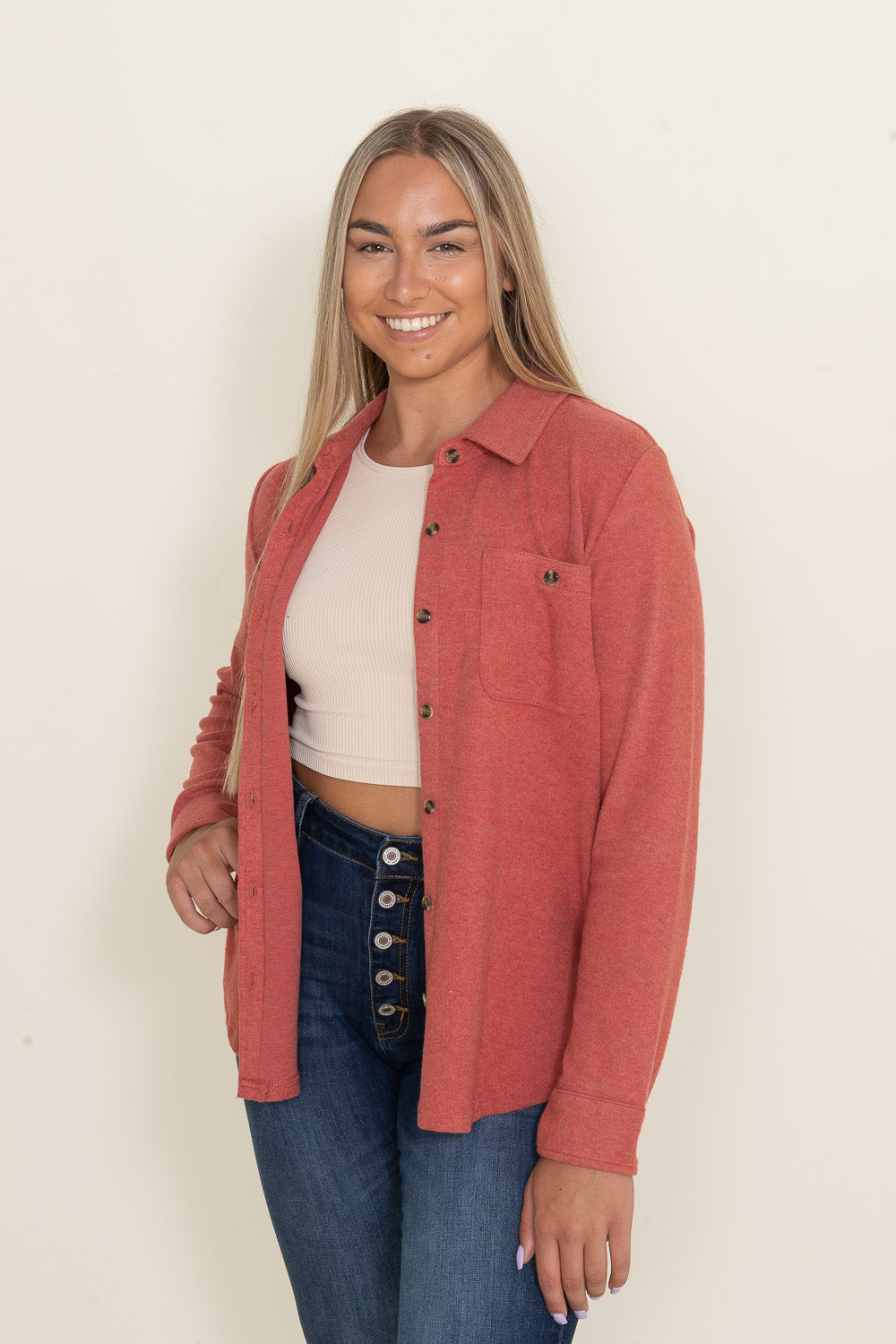 Thread & Supply Lewis Button Up Shirt for Women in Red