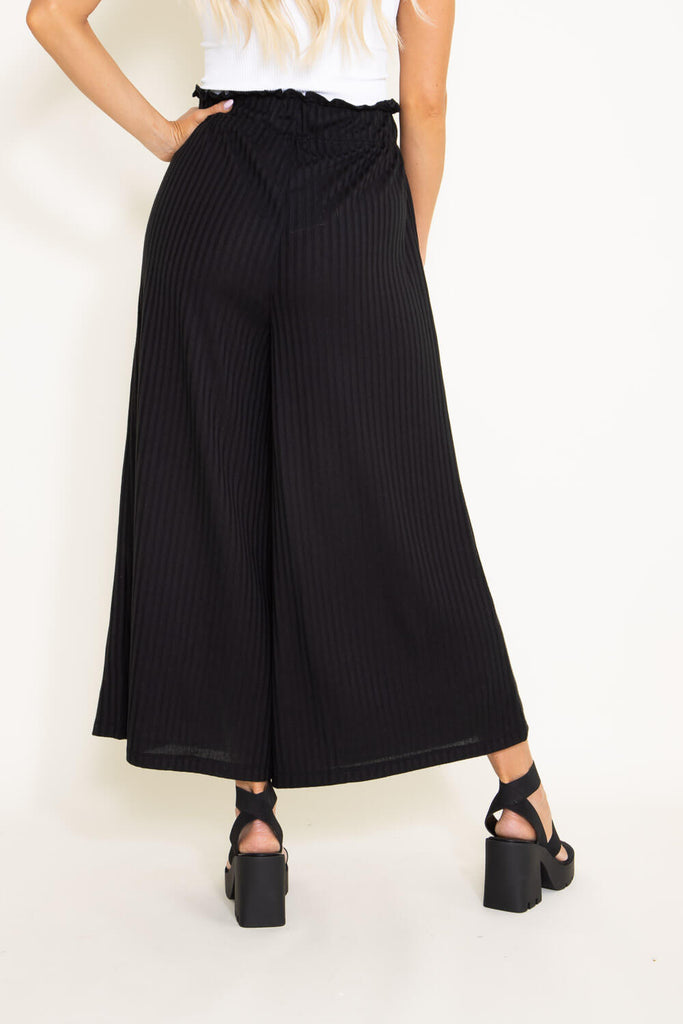 Flowy Open Wide Leg Pants Black