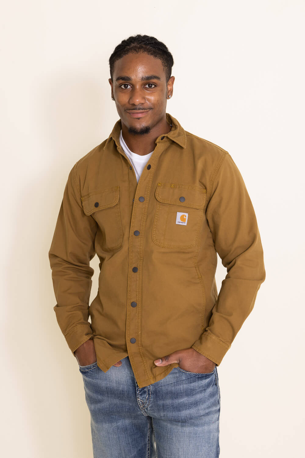 CARHARTT 105419 - Rugged Flex Relaxed Fit Canvas Fleece Lined Shirt Jac -  Oak Brown
