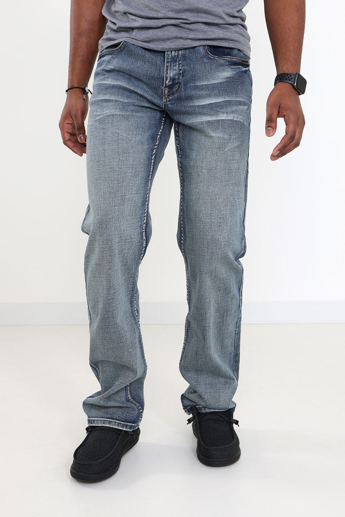 Tin Haul Regular Joe with Grey Diamond Stitch (Light Wash) - Men's Bootcut  Jeans