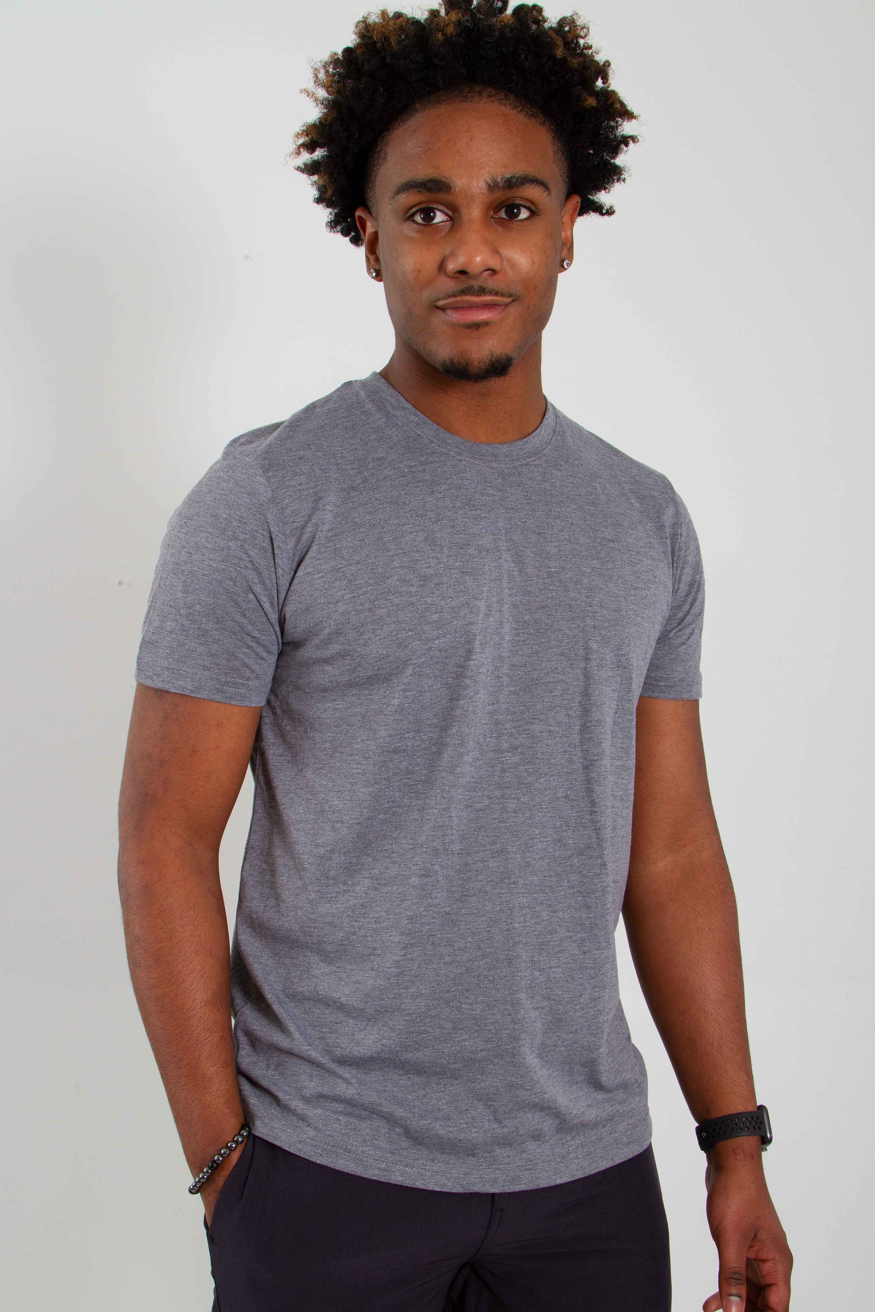 Basic Crewneck T-Shirt for Men in Speckled White