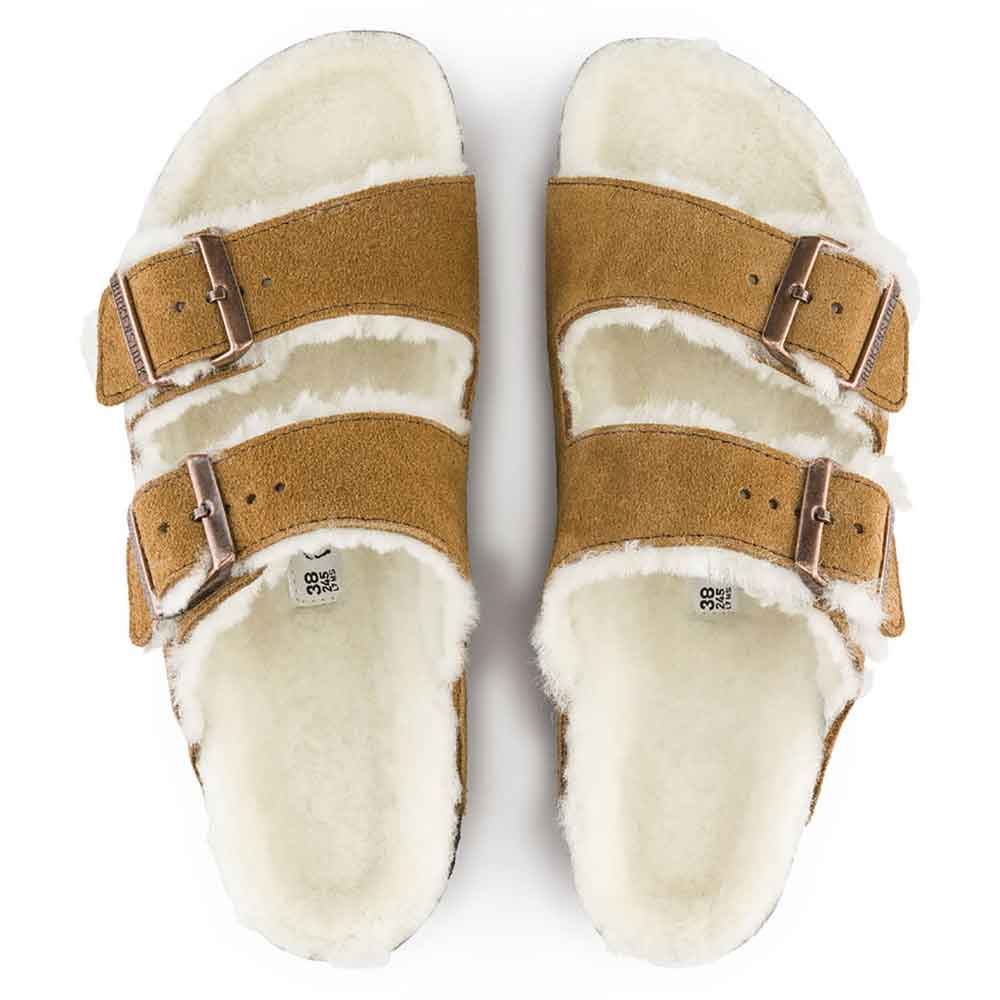 Birkenstock Arizona Shearling Suede Leather Sandals for Women in Mink/ –  Glik's