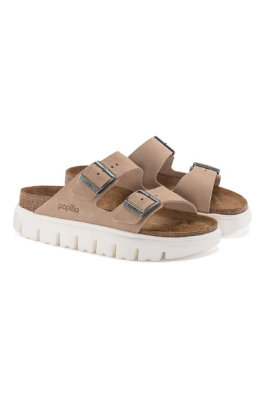 Papillio by Birkenstock Arizona Chunky Suede Sandals for Women in Sand Brown