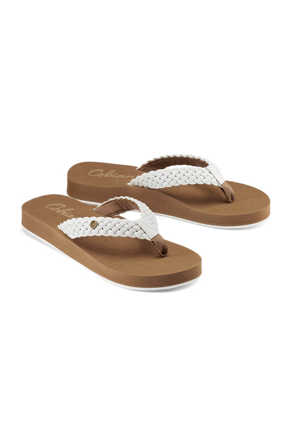 Cobian Braided Bounce Flip Flops for Women in White BRB10 100