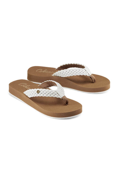 Cobian Braided Bounce Flip Flops for Women in White | BRB10-100 – Glik's