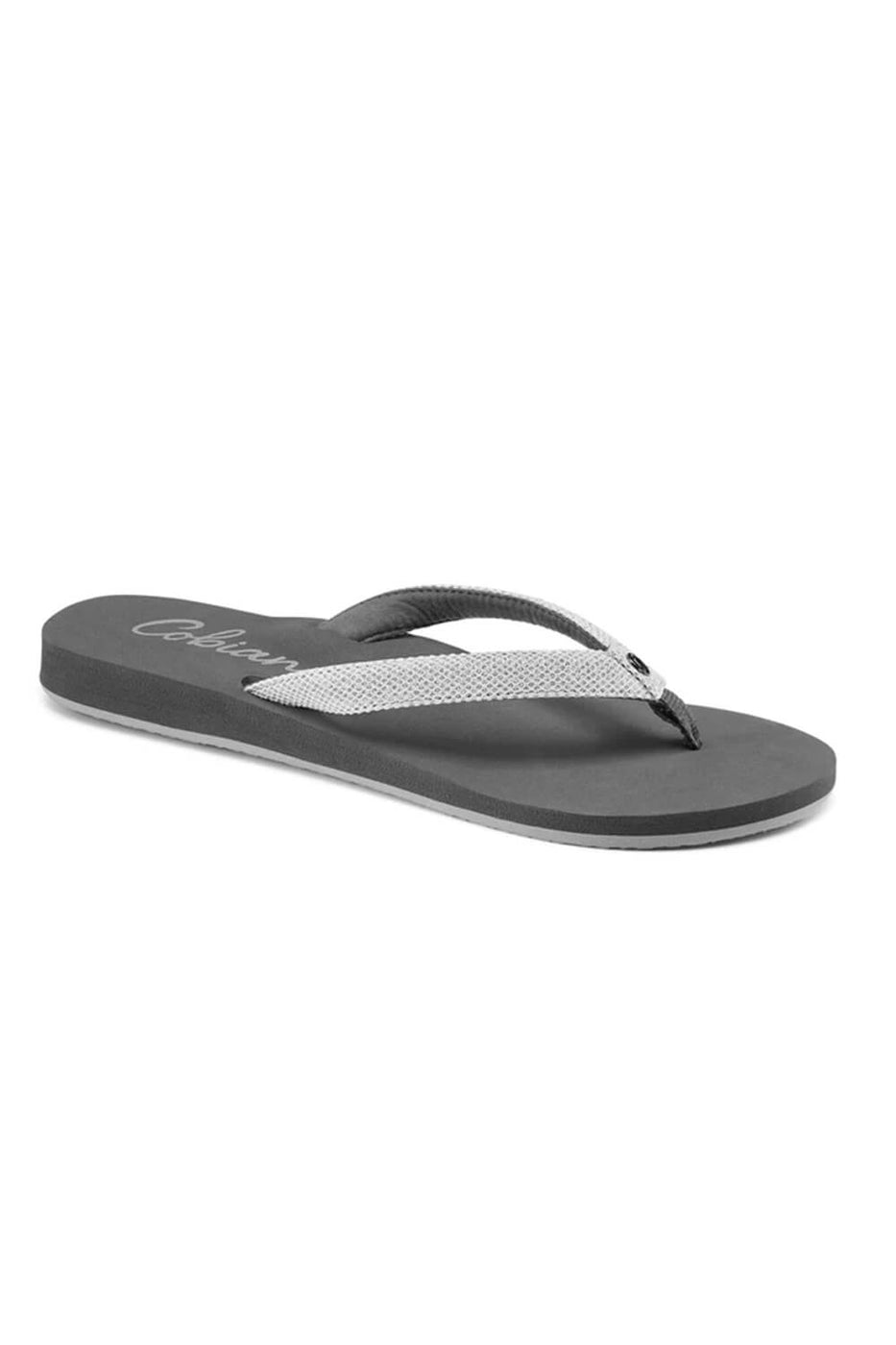 Cobian Fiesta Skinny Bounce Flip Flops for Women in White Glitter